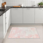 2x3 Washable Entryway Rug: Modern Abstract Soft Carpet Pink White - Image 4