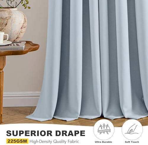 MIULEE Blackout Curtains for Bedroom 2 Panels 40 x 63 Inch Long Light Blue - Image 5