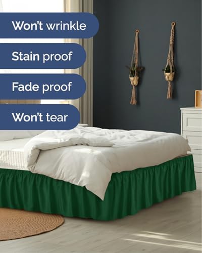 CGK Wrap Around Dust Ruffle Bed Skirt - Full Size, 9" Inch, Emerald Green - Image 5