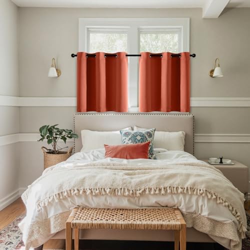 MIULEE Fall Blackout Curtains for Bedroom 2 Panel 40"x36" Long Burnt Orange - Image 6