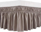 MEILA Wrap Around Elastic Bed Skirt for Queen & King Beds, 12" Drop, Taupe by MEILA