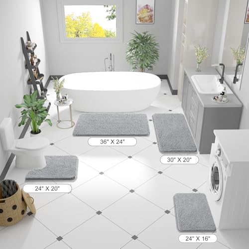 OLANLY Bathroom Runner Rugs 47x20, Extra Soft Absorbent Chenille Bath Rugs - Image 2