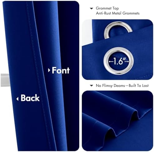 MIULEE Blackout Curtains for Bedroom 2 Panels 40 x 72 Inch Long Royal Blue - Image 4
