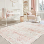 Pink Washable Rugs 5x7 Area Rugs for Living Room,Bedroom,Nursery,Carpet by Srugn