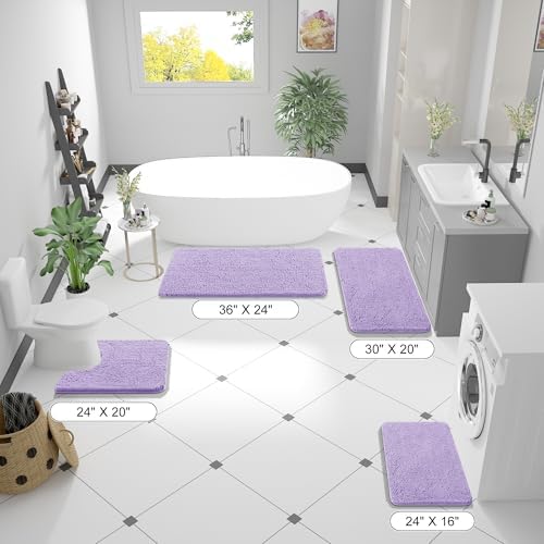 OLANLY Bathroom Runner Rugs 47x17, Extra Soft Absorbent Chenille Bath Rugs - Image 2
