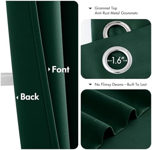 MIULEE Christmas Blackout Curtains for Bedroom 50x84 Inch Long Hunter Green - Image 4