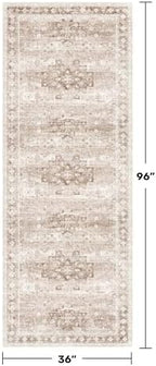 Beige Washable 8ft Long Runners for Hallways, 3x8 Kitchen Runner Rug, Entryway Indoor Runner, Non Slip Boho Vintage Floor Décor for High Traffic Area (3x8 Beige/Latte) - Image 2