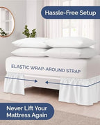 CGK Wrap Around Dust Ruffle Bed Skirt - Queen Size, 21" Inch, White - Image 2