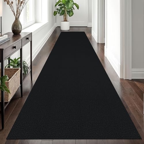 EARTHALL Washable Runner Rug, Non Slip Hall Runner, 3x12 Ft, Black Heather - Image 6