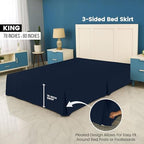 King Size Pleated Bed Skirt, Hides Under-Bed Storage 16 Inch Drop, Navy - Image 2