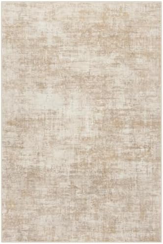 4x6 Area Rugs for Living Room: Washable Abstract Beige Bedroom Carpet - Image 4