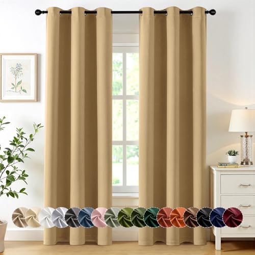MIULEE Blackout Curtains for Bedroom 2 Panels 40 x 72 Inch Long Gold by MIULEE
