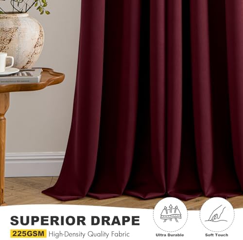 MIULEE Christmas Blackout Curtains for Bedroom 2 Panel 40"x96" Burgundy Red - Image 5