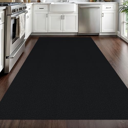 EARTHALL Washable Area Rug, Non Slip Entryway Rug, 4x6 Ft, Black Heather - Image 5