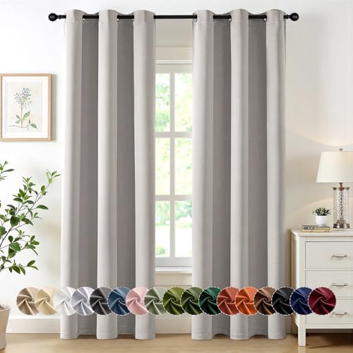 MIULEE Blackout Curtains for Bedroom 2 Panels 40 x 84 Inch Long Cobblestone by MIULEE
