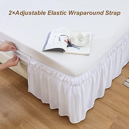 MEILA Wrap Around Elastic Bed Skirt for Twin & Full Beds, 24" Drop, White - Image 2