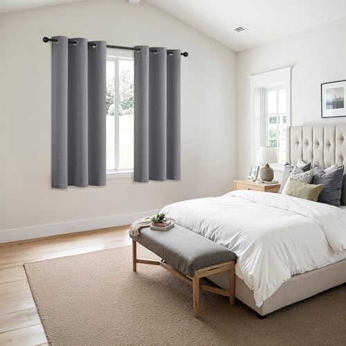 MIULEE Blackout Curtains for Bedroom 2 Panels 40 x 45 Inch Long Light Gray - Image 6