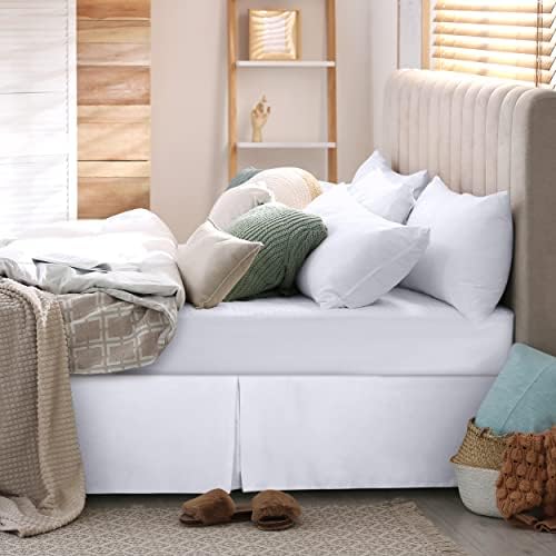 King Size Pleated Bed Skirt, Hides Under-Bed Storage 16 Inch Drop, White - Image 2