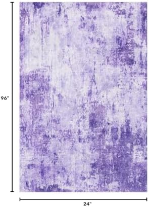 RELEANY Washable Runner 2'x8' Abstract Area Rug for Hallway Purple - Image 2