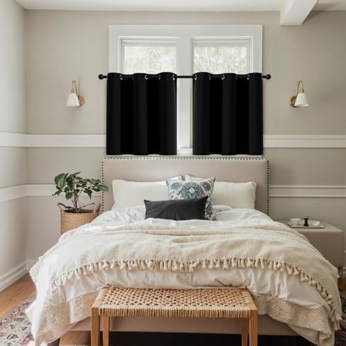 MIULEE Blackout Curtains for Bedroom 2 Panels 40 x 36 Inch Long Black - Image 7
