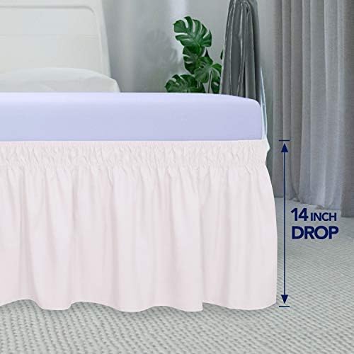 PureFit Wrap Around Ruffled Bed Skirt, Baby Pink, Queen/King - 14" Drop - Image 6