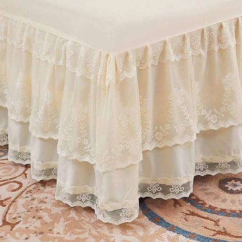 Double Lace Bed Skirt for Queen Bed - 17in. Drop, Easy Fit Ruffle Bedskirt Wrap Around Bed Skirt, Anti Wrinkle & Fade Resistant - Image 5