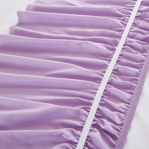 MEILA Wrap Around Bed Skirt for Queen & King Beds, 24" Drop,Light Purple - Image 6