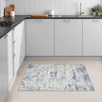 2x3 Washable Entryway Rug: Modern Abstract Soft Carpet Blue Grey - Image 4
