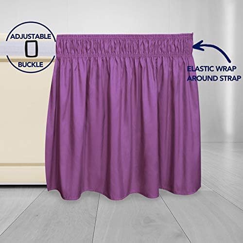 PureFit Wrap Around Ruffled Bed Skirt, Purple, Twin/Full - 18" Drop - Image 4