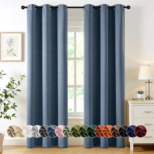 MIULEE Blackout Curtains for Bedroom 2 Panels 40 x 80 Inch Long Stone Blue by MIULEE