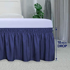 PureFit Wrap Around Ruffled Bed Skirt, Navy, Queen/King - 18" Drop - Image 5