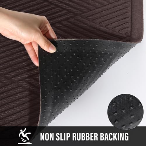 HIYARD Sturdy Front Door Mat, Absorbent Muddy Dirt Resist Welcome Door Mats Outdoor Indoor, Stain and Fade Resistant, Non-Slip Rubber Backing Low Profile Doormat for Entryway, 72×24, Coffee - Image 4