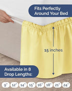 CGK Linens Wrap Around Dust Ruffle Bed Skirt - Queen, 15" Yellow - Image 4