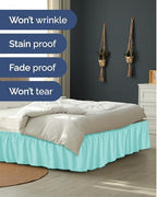 CGK Wrap Around Dust Ruffle Bed Skirt - Queen Size, 21" Inch, Spa Blue - Image 5