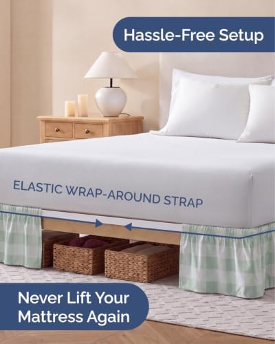 CGK Wrap Around Dust Ruffle Bed Skirt - King Size, 15" Inch, Sage - Image 2
