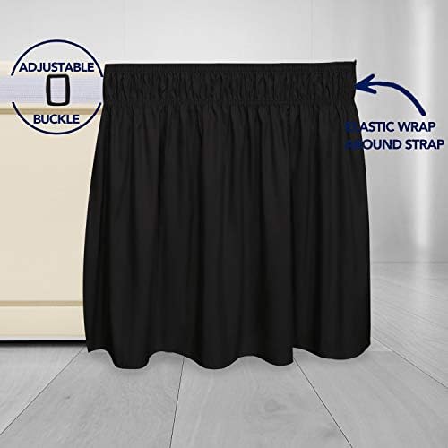 PureFit Wrap Around Ruffled Bed Skirt, Black, Queen/King - 14" Drop - Image 4