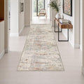 3x8 Washable Runner Rug：Modern Abstract Kitchen Soft Carpet Taupe by FXRHLP