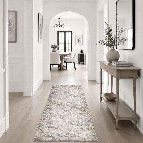 2x5 Washable Runner Rug：Modern Abstract Kitchen Soft Carpet Brown - Image 5