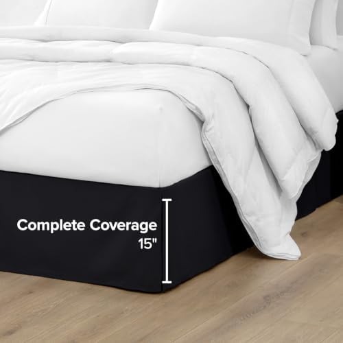 Bare Home Bed Skirt 15-Inch Drop 1800 Ultra-Soft (King, Black) - Image 5