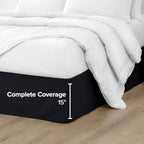 Bare Home Bed Skirt 15-Inch Drop 1800 Ultra-Soft (Cal King, Black) - Image 5