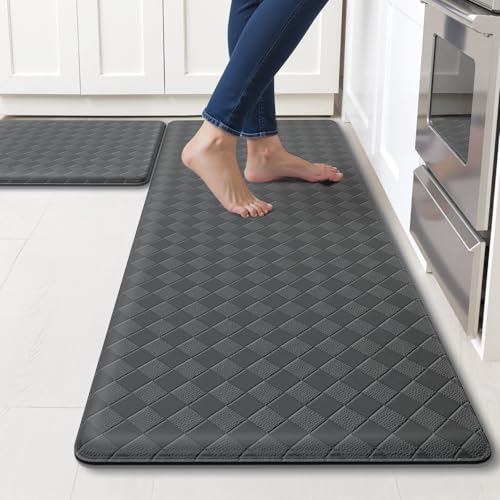 TranquilRelax 2-Piece Kitchen Mats, Cushioned Non-Slip Floor Mats, Grey by Unknown