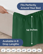 CGK Wrap Around Dust Ruffle Bed Skirt - King Size, 14" Inch, Emerald Green - Image 4