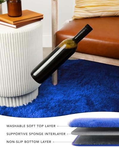 Ophanie Soft Fluffy Shaggy Rugs for Bedroom Living Room Dorm Nursery Home Decor Aesthetic,Color Navy Blue,Size 6' x 9' - Image 3