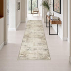 2.6x8 Washable Runner Rug：Modern Abstract Soft Carpet Beige Brown by FXRHLP