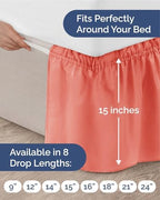 CGK Wrap Around Dust Ruffle Bed Skirt - King Size, 15" Inch, Coral - Image 4