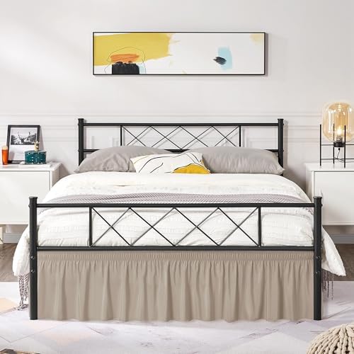 Wrap Around King Size Bed Skirt Split Corner 18" Drop-Elastic Dust Ruffle - Image 5