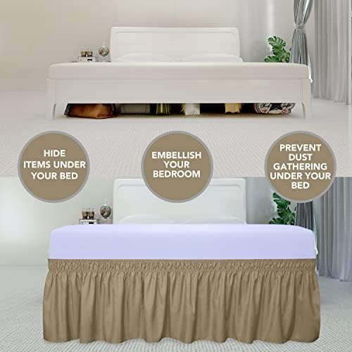 PureFit Wrap Around Ruffled Bed Skirt, Camel, Twin/Full - 22" Drop - Image 3