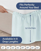 CGK Wrap Around Dust Ruffle Bed Skirt - King Size, 12" Inch, Ice Blue - Image 4