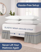 CGK Wrap Around Dust Ruffle Bed Skirt - Queen Size, 14" Inch, Light Grey - Image 2