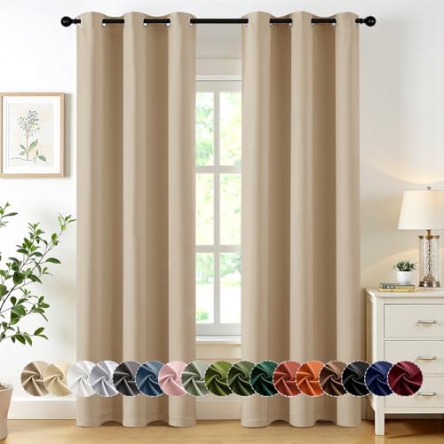 MIULEE Blackout Curtains for Bedroom 2 Panel 40x84 Inch Long Biscotti Beige by MIULEE